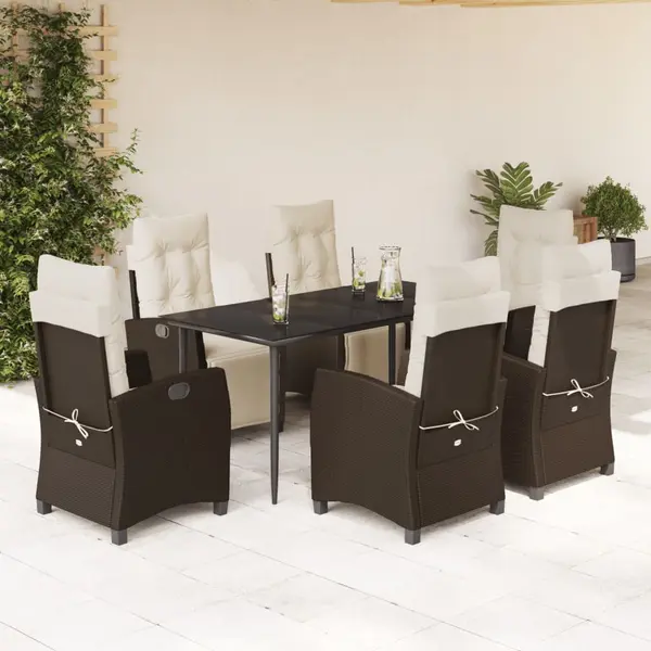 Gossi set mobilier de gradina cu perne, 7 piese, maro, poliratan