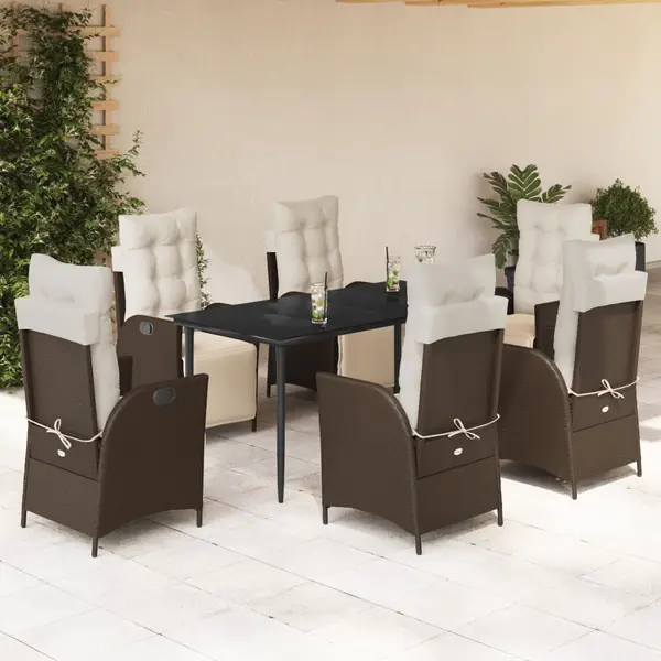 Gossi set mobilier de gradina cu perne, 7 piese, maro, poliratan