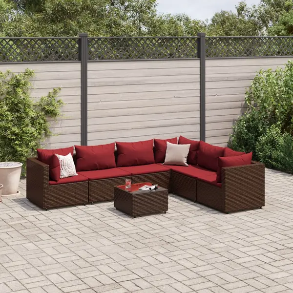 Gossi set mobilier de gradina cu perne, 7 piese, maro, poliratan