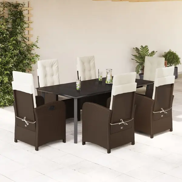 Gossi set mobilier de gradina cu perne, 7 piese, maro, poliratan