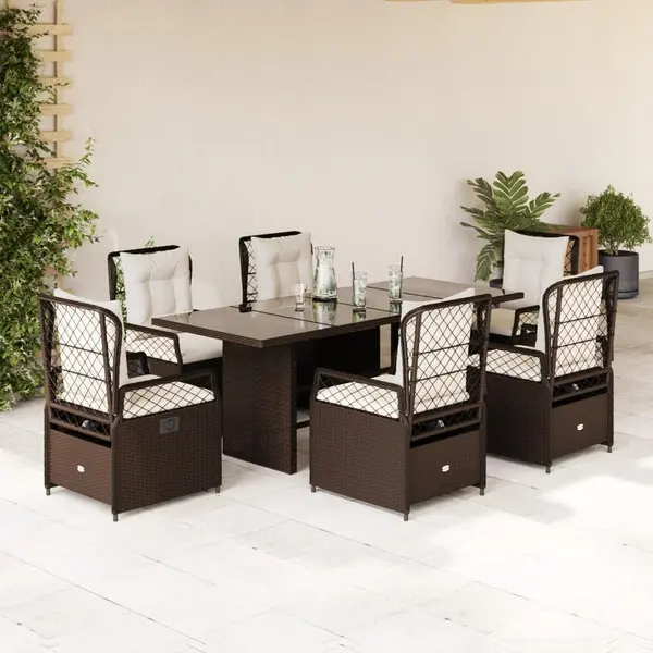 Gossi set mobilier de gradina cu perne, 7 piese, maro, poliratan