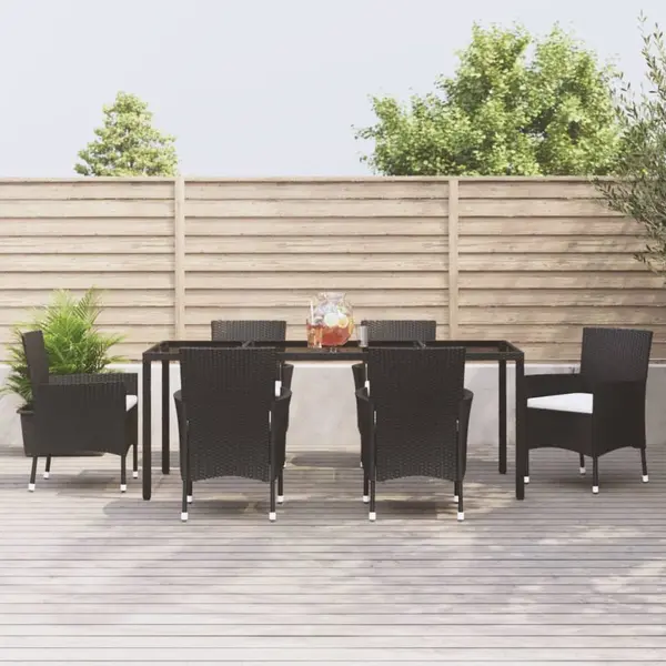Gossi set mobilier de gradina cu perne, 7 piese, negru, poliratan