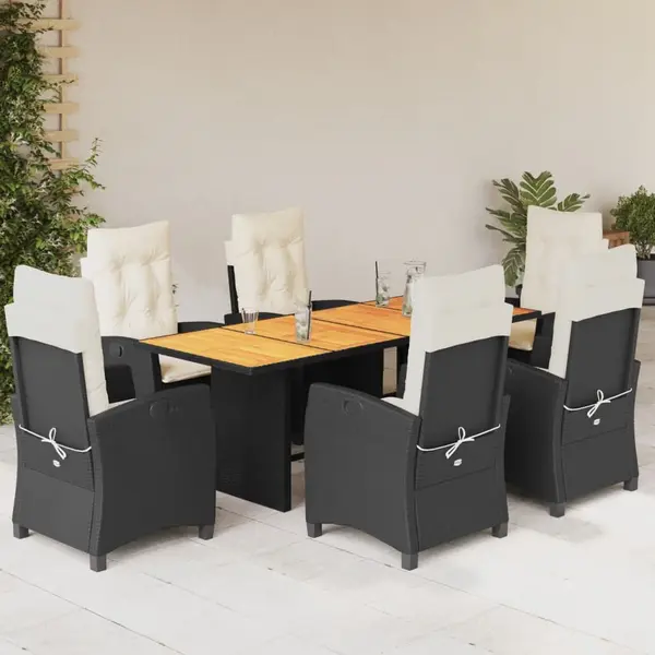 Gossi set mobilier de gradina cu perne, 7 piese, negru, poliratan