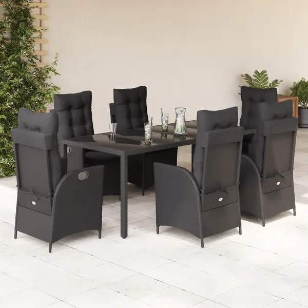 Gossi set mobilier de gradina cu perne, 7 piese, negru, poliratan