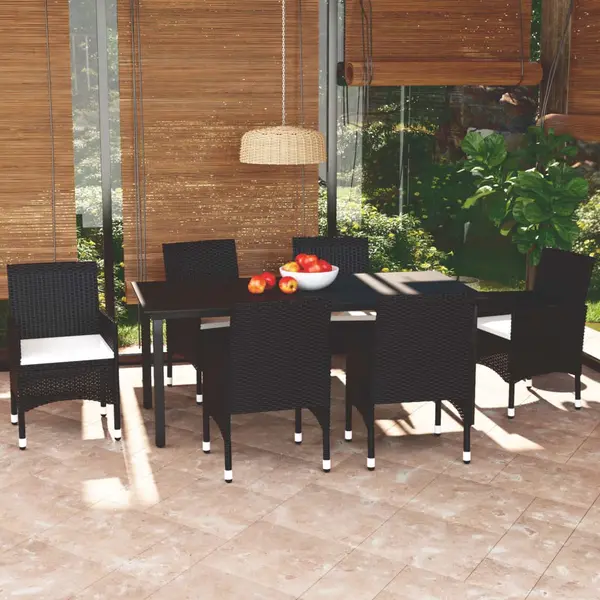 Gossi set mobilier de gradina cu perne, 7 piese, negru, poliratan