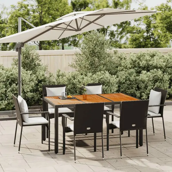 Gossi set mobilier de gradina cu perne, 7 piese, negru, poliratan
