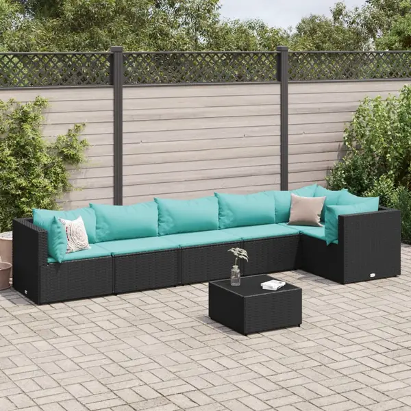 Gossi set mobilier de gradina cu perne, 7 piese, negru, poliratan
