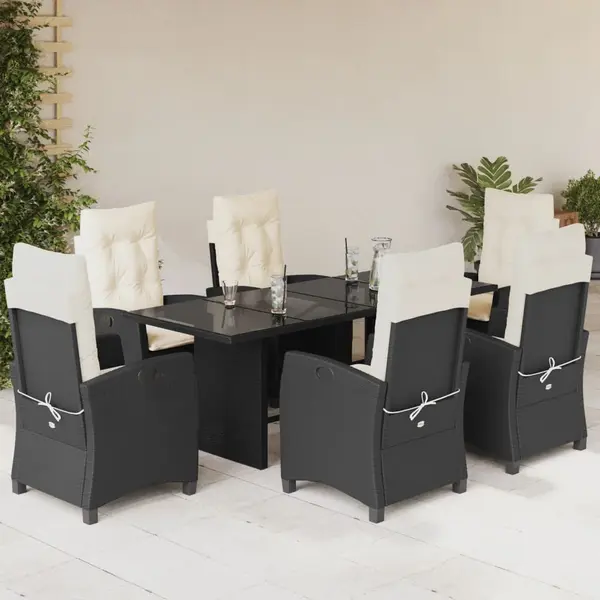 Gossi set mobilier de gradina cu perne, 7 piese, negru, poliratan