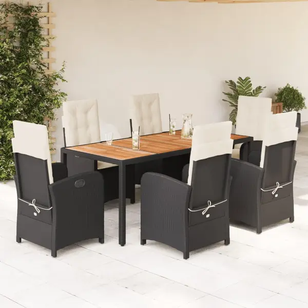 Gossi set mobilier de gradina cu perne, 7 piese, negru, poliratan