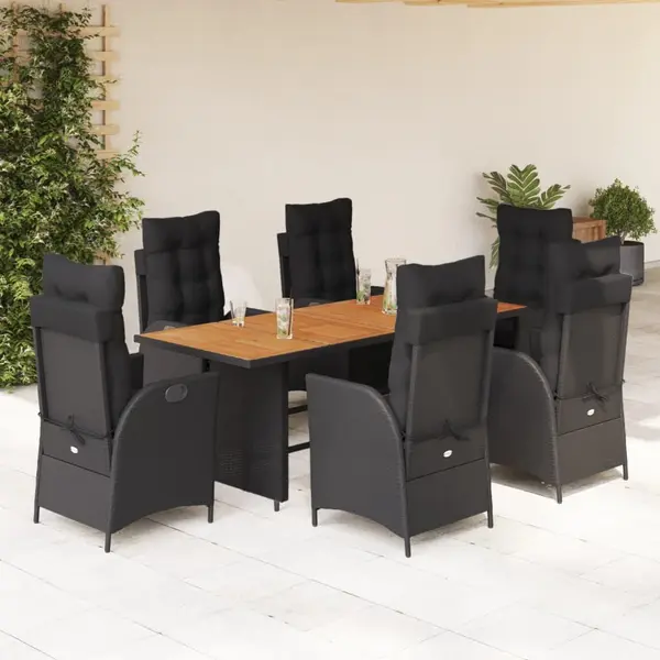 Gossi set mobilier de gradina cu perne, 7 piese, negru, poliratan