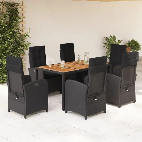 Gossi set mobilier de gradina cu perne, 7 piese, negru, poliratan