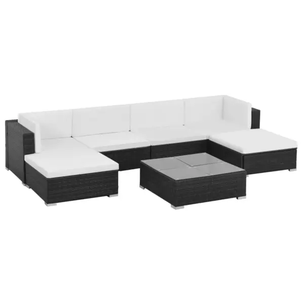 Gossi set mobilier de gradina cu perne, 7 piese, negru, poliratan