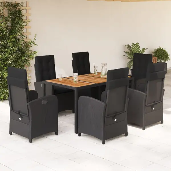 Gossi set mobilier de gradina cu perne, 7 piese, negru, poliratan
