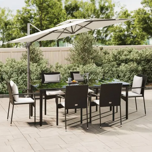 Gossi set mobilier de gradina cu perne, 7 piese, negru, poliratan