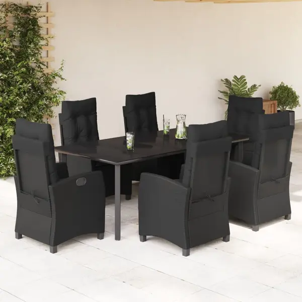 Gossi set mobilier de gradina cu perne, 7 piese, negru, poliratan