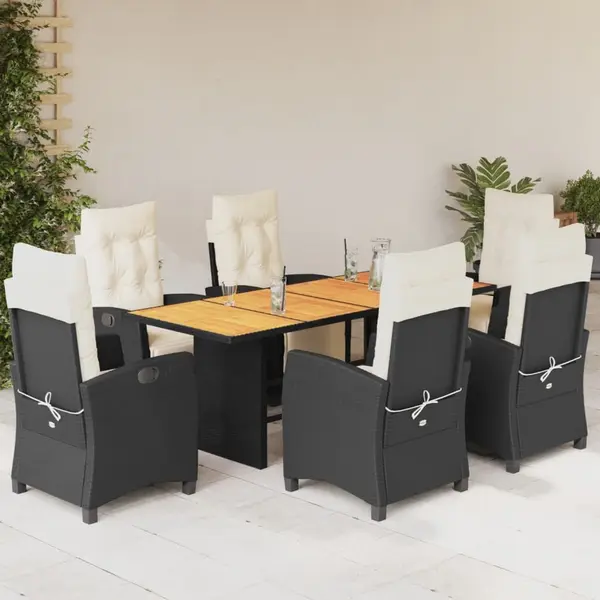 Gossi set mobilier de gradina cu perne, 7 piese, negru, poliratan