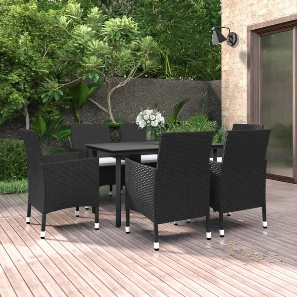 Gossi set mobilier de gradina cu perne, 7 piese, poliratan si sticla
