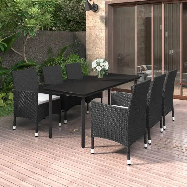 Gossi set mobilier de gradina cu perne, 7 piese, poliratan si sticla