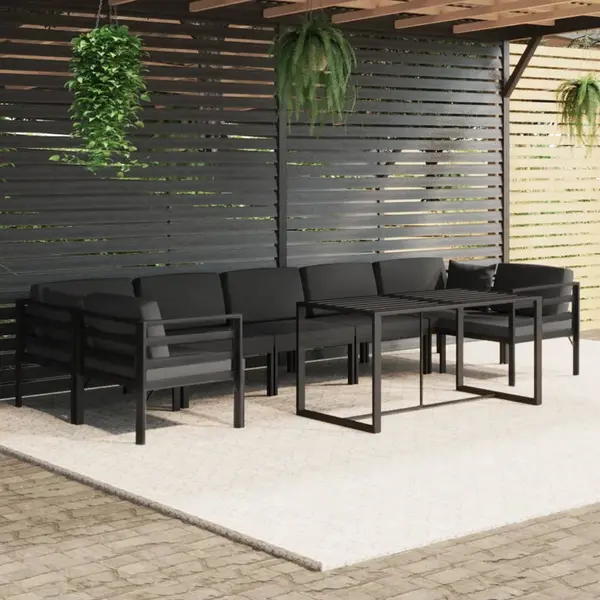 Gossi set mobilier de gradina cu perne, 8 piese, antracit, aluminiu