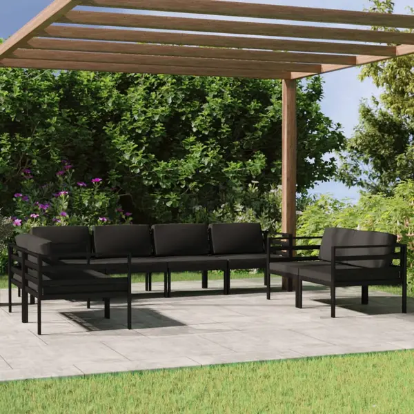 Gossi set mobilier de gradina cu perne, 8 piese, antracit, aluminiu