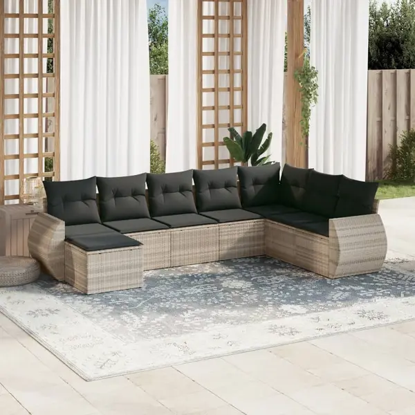 Gossi set mobilier de gradina cu perne, 8 piese gri deschis poliratan