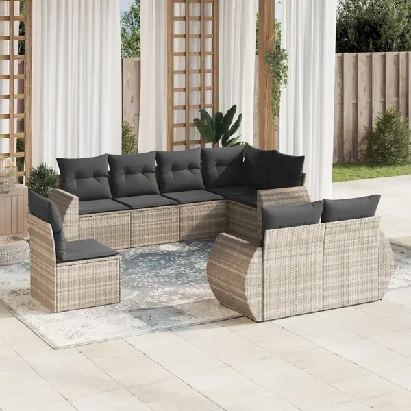 Gossi set mobilier de gradina cu perne, 8 piese gri deschis poliratan