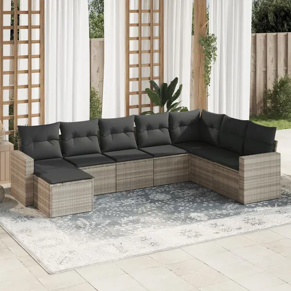 Gossi set mobilier de gradina cu perne, 8 piese gri deschis poliratan