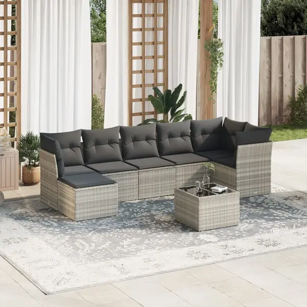 Gossi set mobilier de gradina cu perne, 8 piese gri deschis poliratan