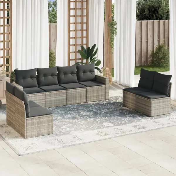 Gossi set mobilier de gradina cu perne, 8 piese gri deschis poliratan