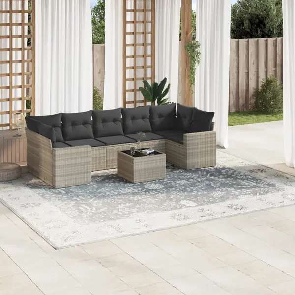 Gossi set mobilier de gradina cu perne, 8 piese gri deschis poliratan