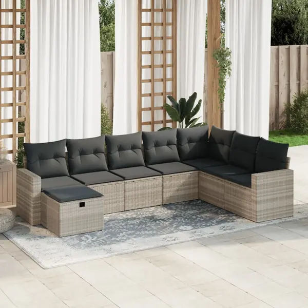 Gossi set mobilier de gradina cu perne, 8 piese gri deschis poliratan