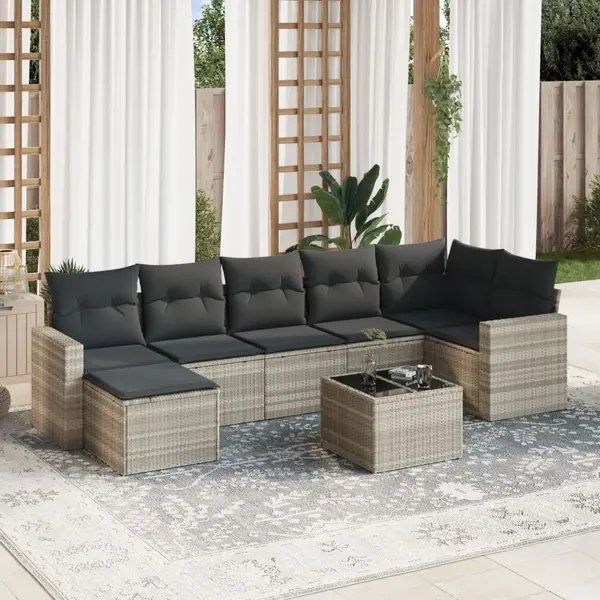 Gossi set mobilier de gradina cu perne, 8 piese gri deschis poliratan