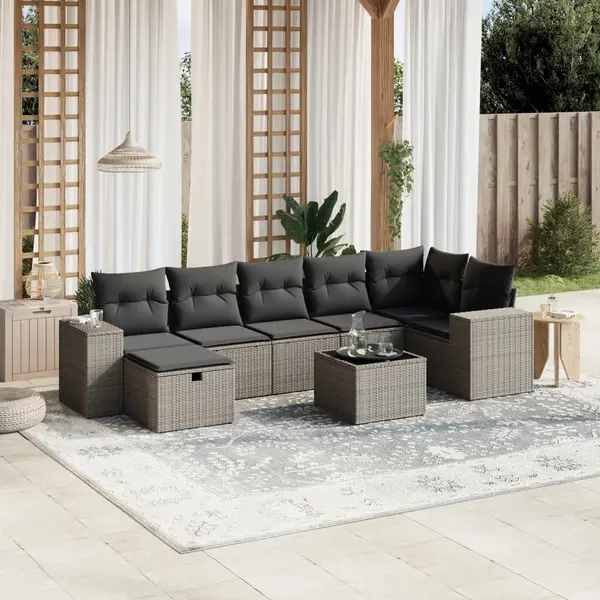 Gossi set mobilier de gradina cu perne, 8 piese gri deschis poliratan