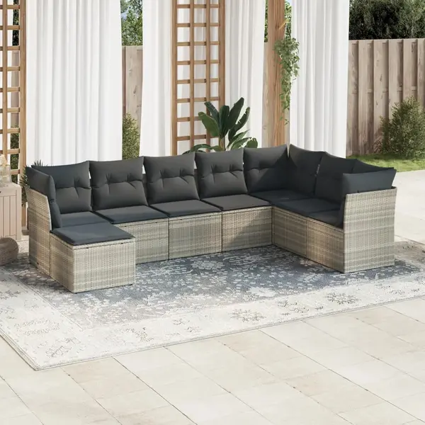 Gossi set mobilier de gradina cu perne, 8 piese gri deschis poliratan