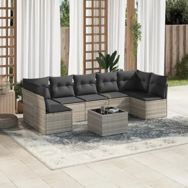 Gossi set mobilier de gradina cu perne, 8 piese gri deschis poliratan