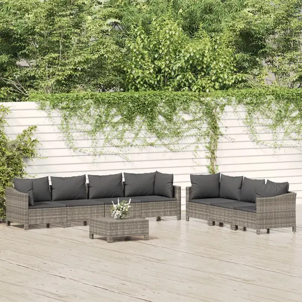 Gossi set mobilier de gradina cu perne, 8 piese, gri, poliratan