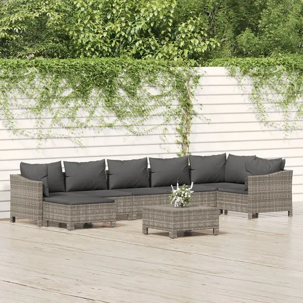Gossi set mobilier de gradina cu perne, 8 piese, gri, poliratan