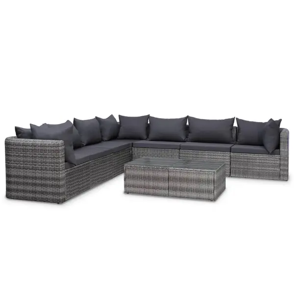 Gossi set mobilier de gradina cu perne, 8 piese, gri, poliratan