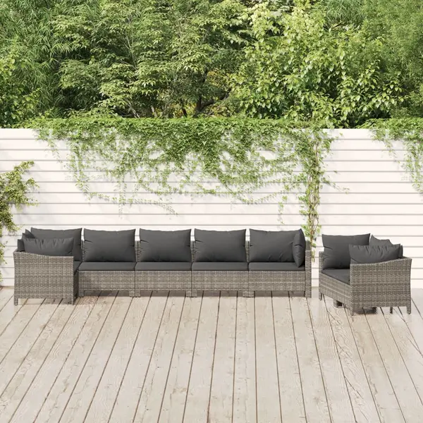 Gossi set mobilier de gradina cu perne, 8 piese, gri, poliratan