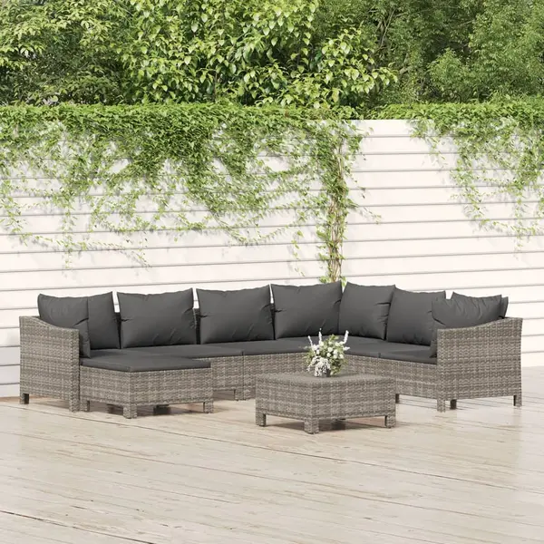 Gossi set mobilier de gradina cu perne, 8 piese, gri, poliratan