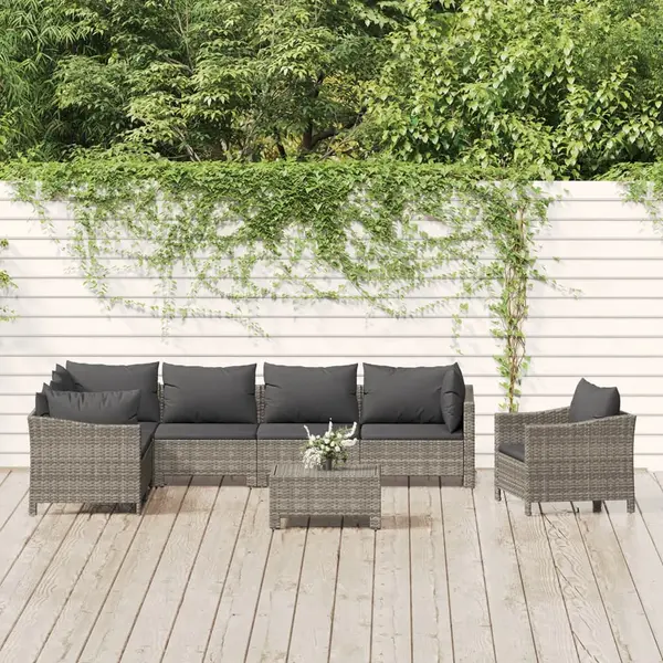 Gossi set mobilier de gradina cu perne, 8 piese, gri, poliratan