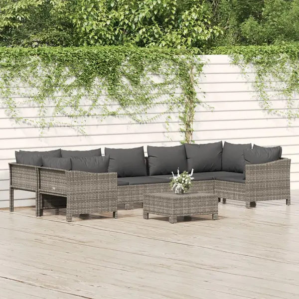 Gossi set mobilier de gradina cu perne, 8 piese, gri, poliratan