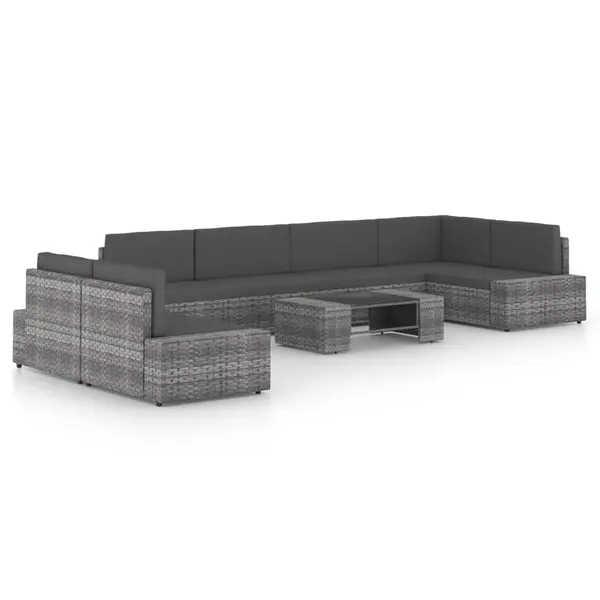 Gossi set mobilier de gradina cu perne, 8 piese, gri, poliratan