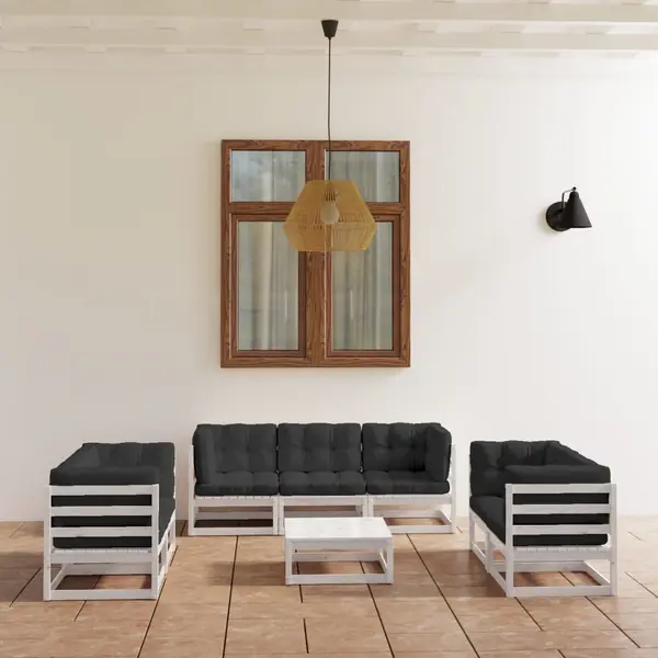 Gossi set mobilier de gradina cu perne, 8 piese, lemn masiv de pin