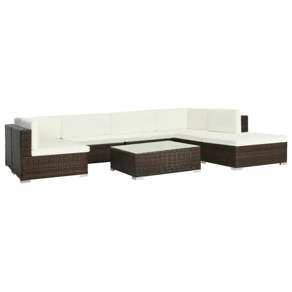 Gossi set mobilier de gradina cu perne, 8 piese, maro, poliratan