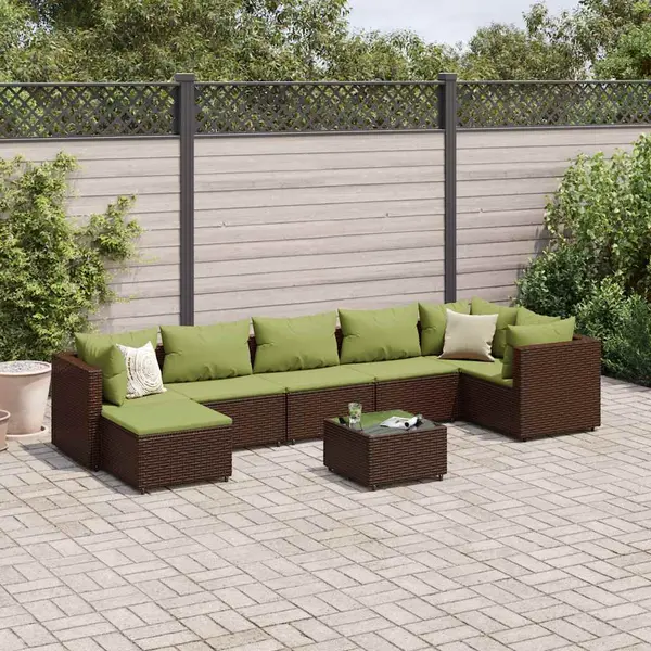 Gossi set mobilier de gradina cu perne, 8 piese, maro, poliratan