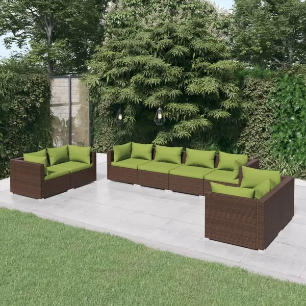 Gossi set mobilier de gradina cu perne, 8 piese, maro, poliratan