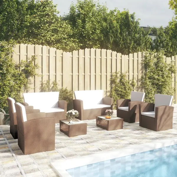 Gossi set mobilier de gradina cu perne, 8 piese, maro, poliratan