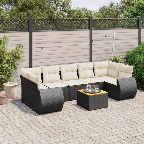 Gossi set mobilier de gradina cu perne, 8 piese, negru, poliratan