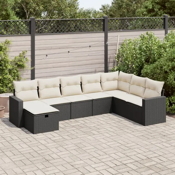 Gossi set mobilier de gradina cu perne, 8 piese, negru, poliratan